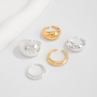 Thumbnail for Minimalist 5pcs Gold Silver Tone Glossy Chunky Ring Set - ArtGalleryZen