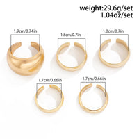 Thumbnail for Minimalist 5Pcs Gold Silver Tone Glossy Open Ring Set