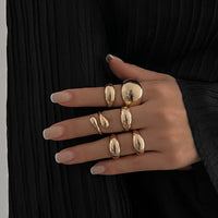 Thumbnail for Minimalist 6pcs Gold Silver Plated Stackable Open Ring Set - ArtGalleryZen