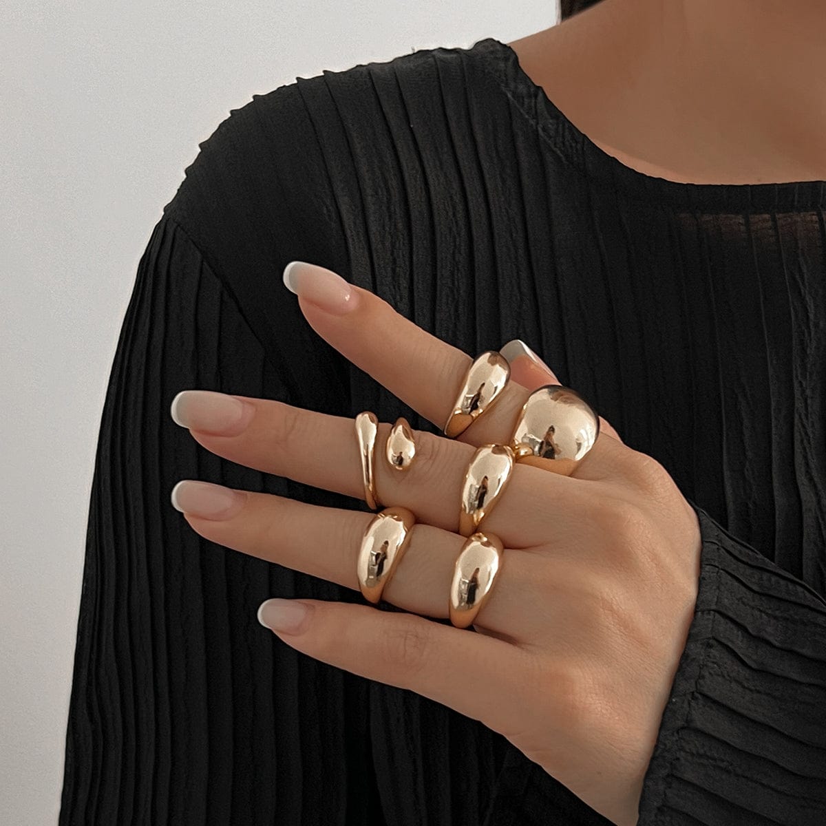 Minimalist 6pcs Gold Silver Plated Stackable Open Ring Set