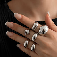 Thumbnail for Minimalist 6pcs Gold Silver Plated Stackable Open Ring Set