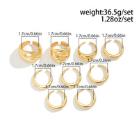 Thumbnail for Minimalist 9pcs Glossy Chunky Stackable Open Ring Set - ArtGalleryZen
