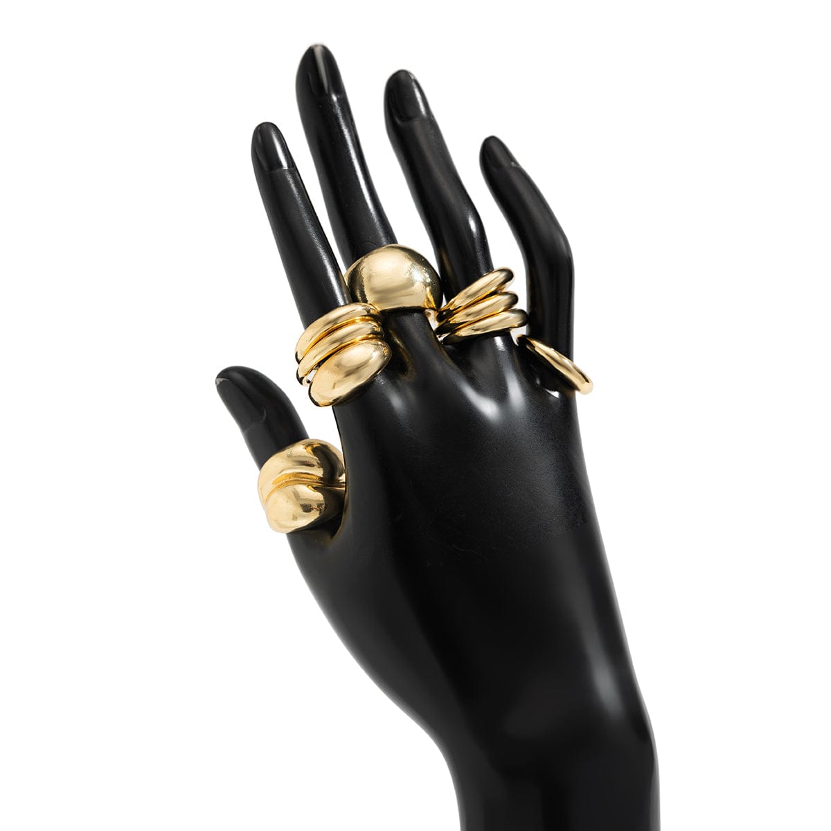 Minimalist 9pcs Glossy Chunky Stackable Open Ring Set - ArtGalleryZen