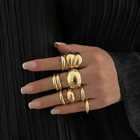 Thumbnail for Minimalist 9pcs Glossy Chunky Stackable Open Ring Set - ArtGalleryZen