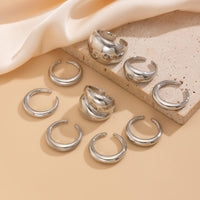 Thumbnail for Minimalist 9pcs Glossy Chunky Stackable Open Ring Set - ArtGalleryZen