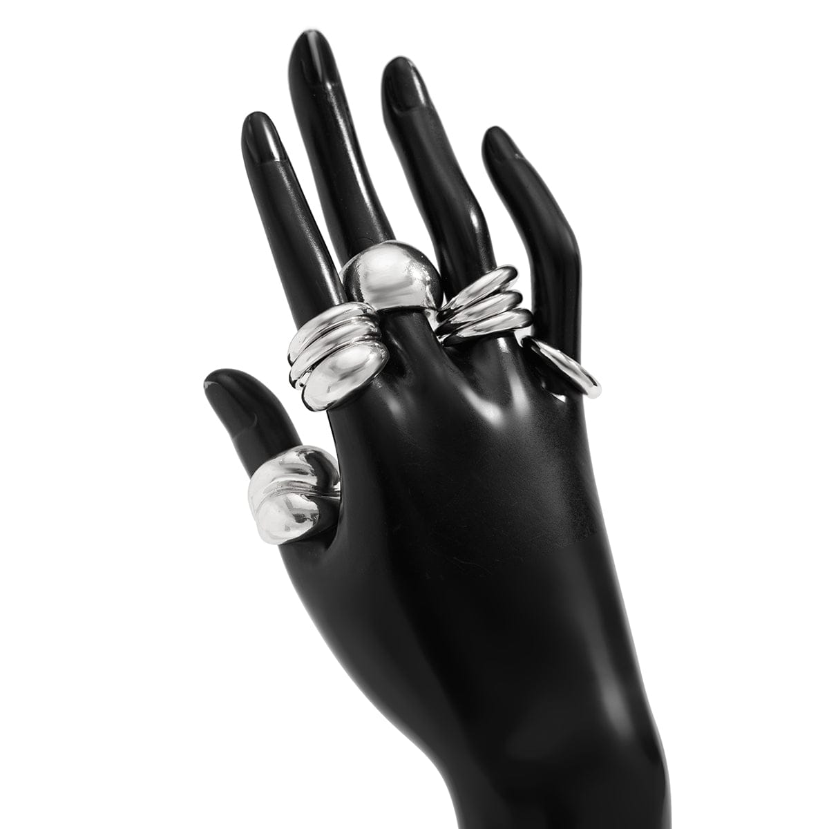 Minimalist 9pcs Glossy Chunky Stackable Open Ring Set