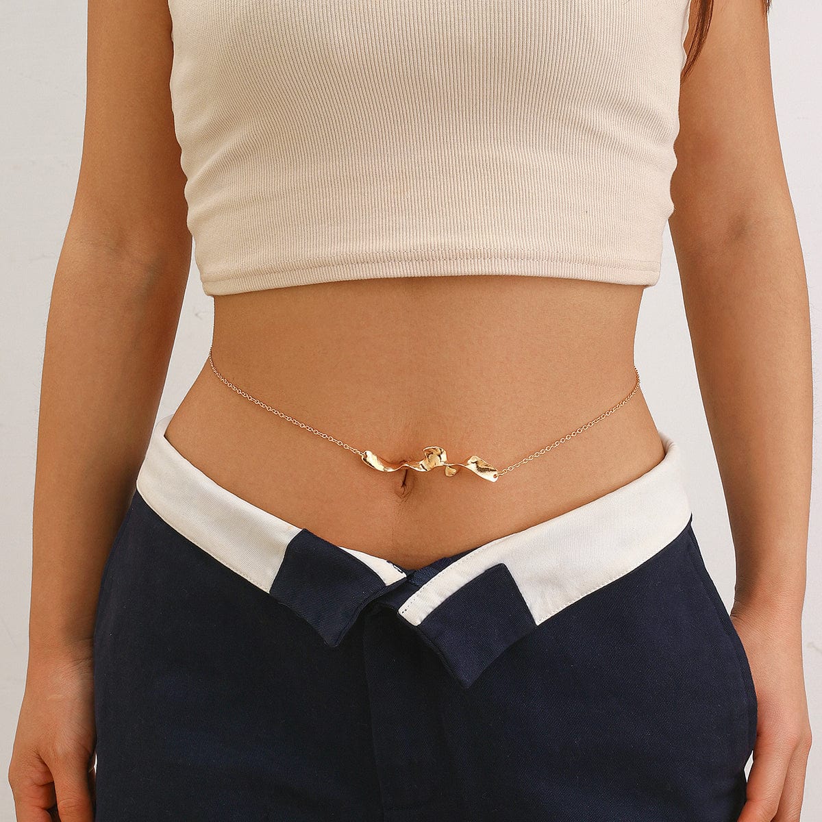 Minimalist Abstract Ribbon Pattern Belly Chain