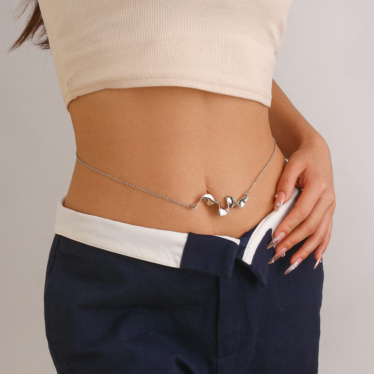 Minimalist Abstract Ribbon Pattern Belly Chain