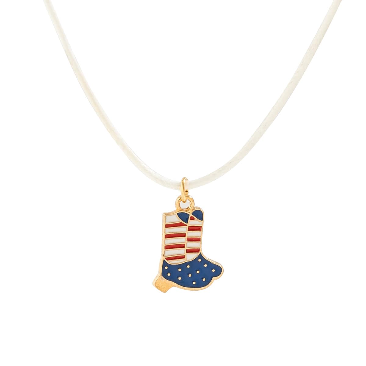 Minimalist American Flag Element Pendant Wax Cord Necklace - ArtGalleryZen