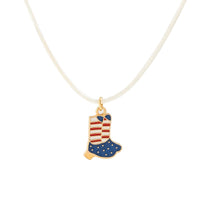 Thumbnail for Minimalist American Flag Element Pendant Wax Cord Necklace - ArtGalleryZen