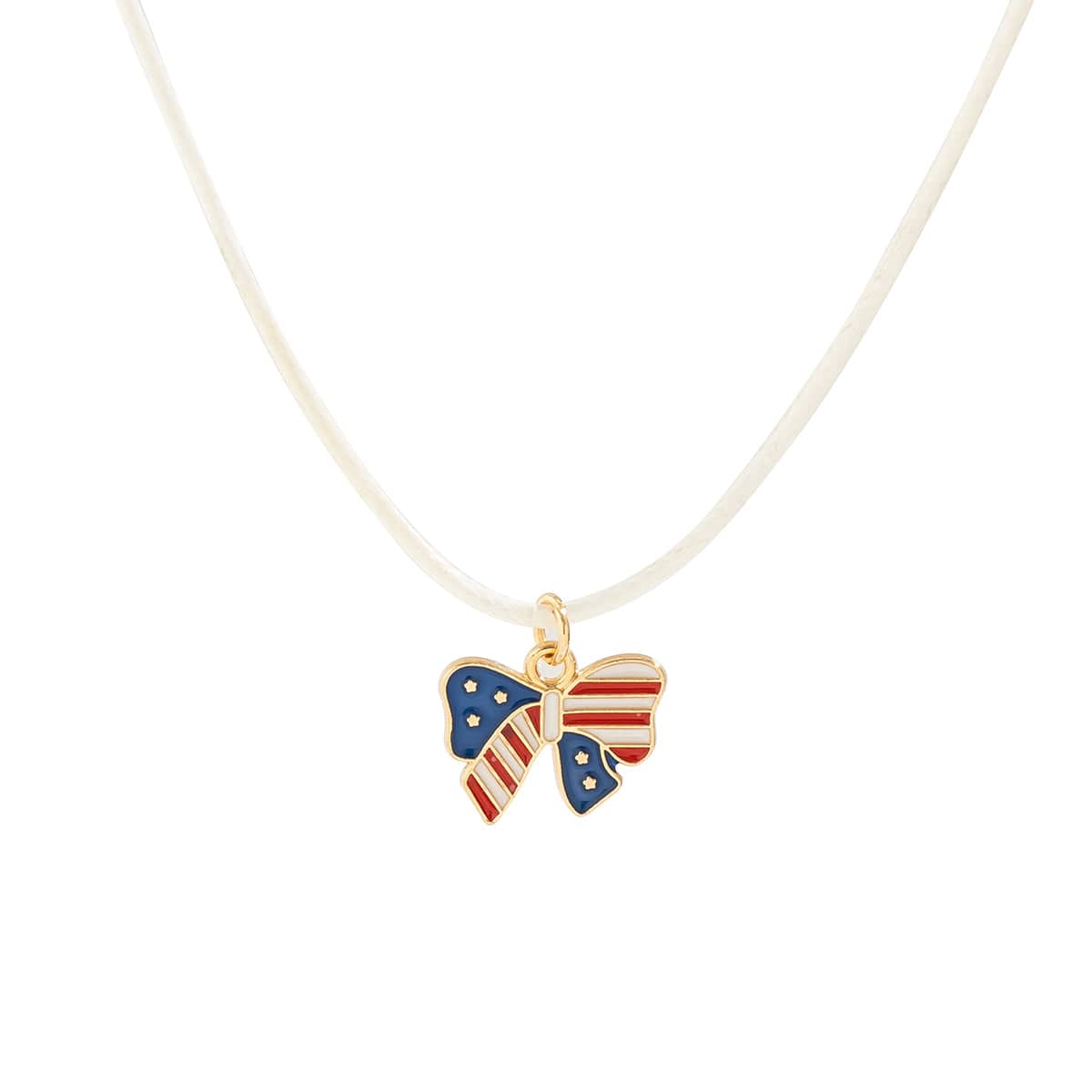 Minimalist American Flag Element Pendant Wax Cord Necklace - ArtGalleryZen