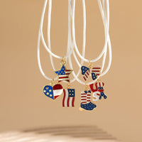 Thumbnail for Minimalist American Flag Element Pendant Wax Cord Necklace - ArtGalleryZen