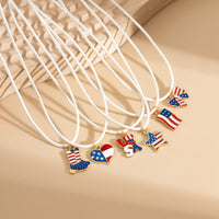 Thumbnail for Minimalist American Flag Element Pendant Wax Cord Necklace - ArtGalleryZen