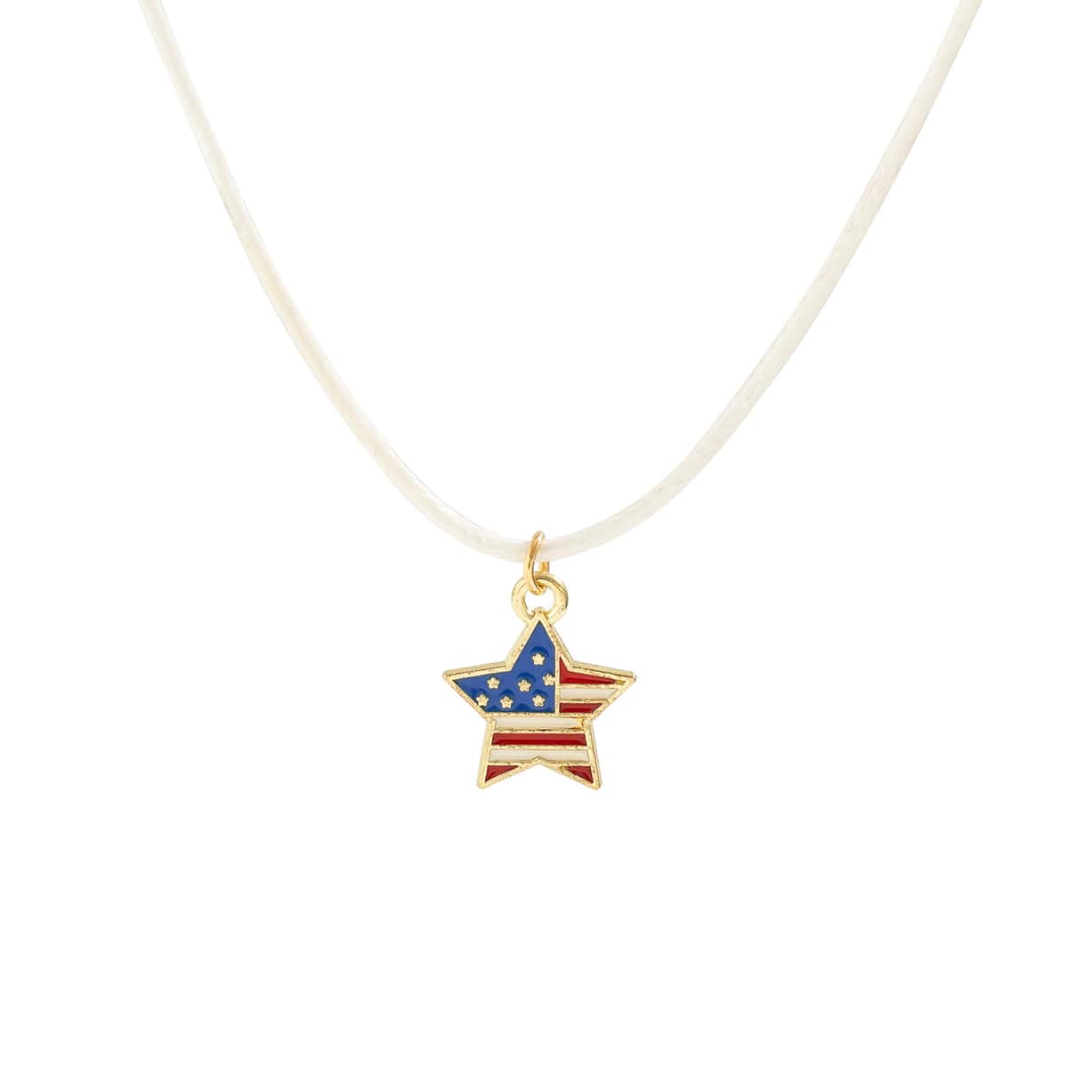 Minimalist American Flag Element Pendant Wax Cord Necklace - ArtGalleryZen