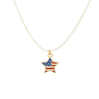 Thumbnail for Minimalist American Flag Element Pendant Wax Cord Necklace - ArtGalleryZen