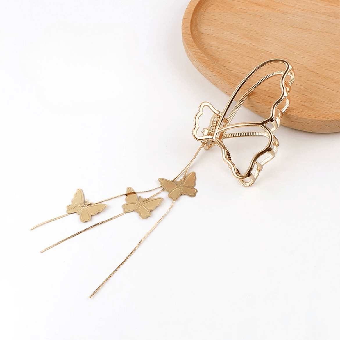 Minimalist Butterfly Chain Tassel Chignon Claw Clip Hair Clip