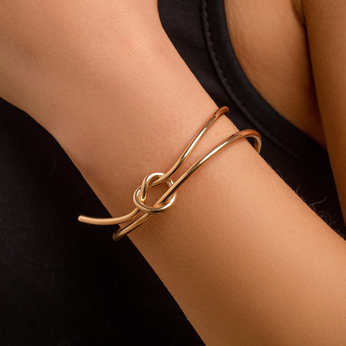 Minimalist Chic Double Row Knotted Bangle Bracelet