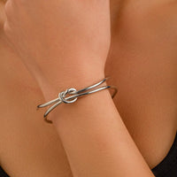 Thumbnail for Minimalist Chic Double Row Knotted Bangle Bracelet