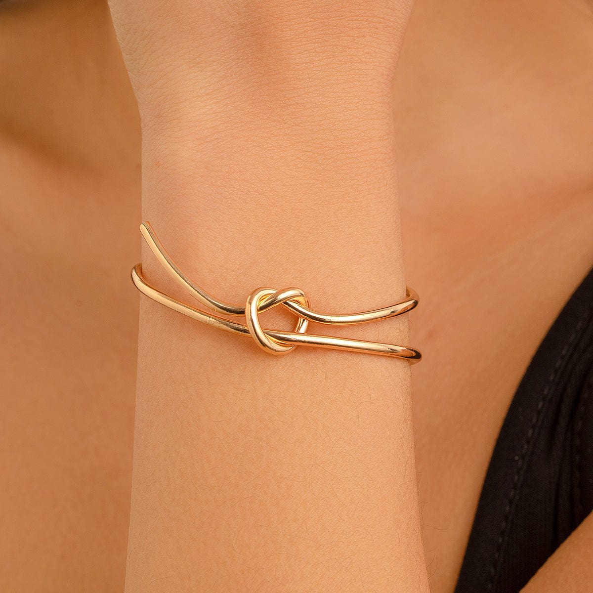 Minimalist Chic Double Row Knotted Bangle Bracelet