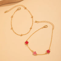 Thumbnail for Minimalist Chic Enamel Flower Saturn Chain Anklet Set