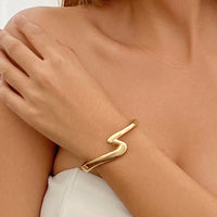 Thumbnail for Minimalist Chic Lightning Pattern Bangle Bracelet - ArtGalleryZen