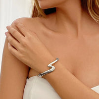 Thumbnail for Minimalist Chic Lightning Pattern Bangle Bracelet - ArtGalleryZen