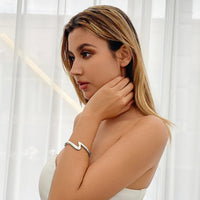 Thumbnail for Minimalist Chic Lightning Pattern Bangle Bracelet - ArtGalleryZen