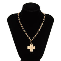 Thumbnail for Minimalist Chunky Cross Pendant Cable Chain Necklace - ArtGalleryZen