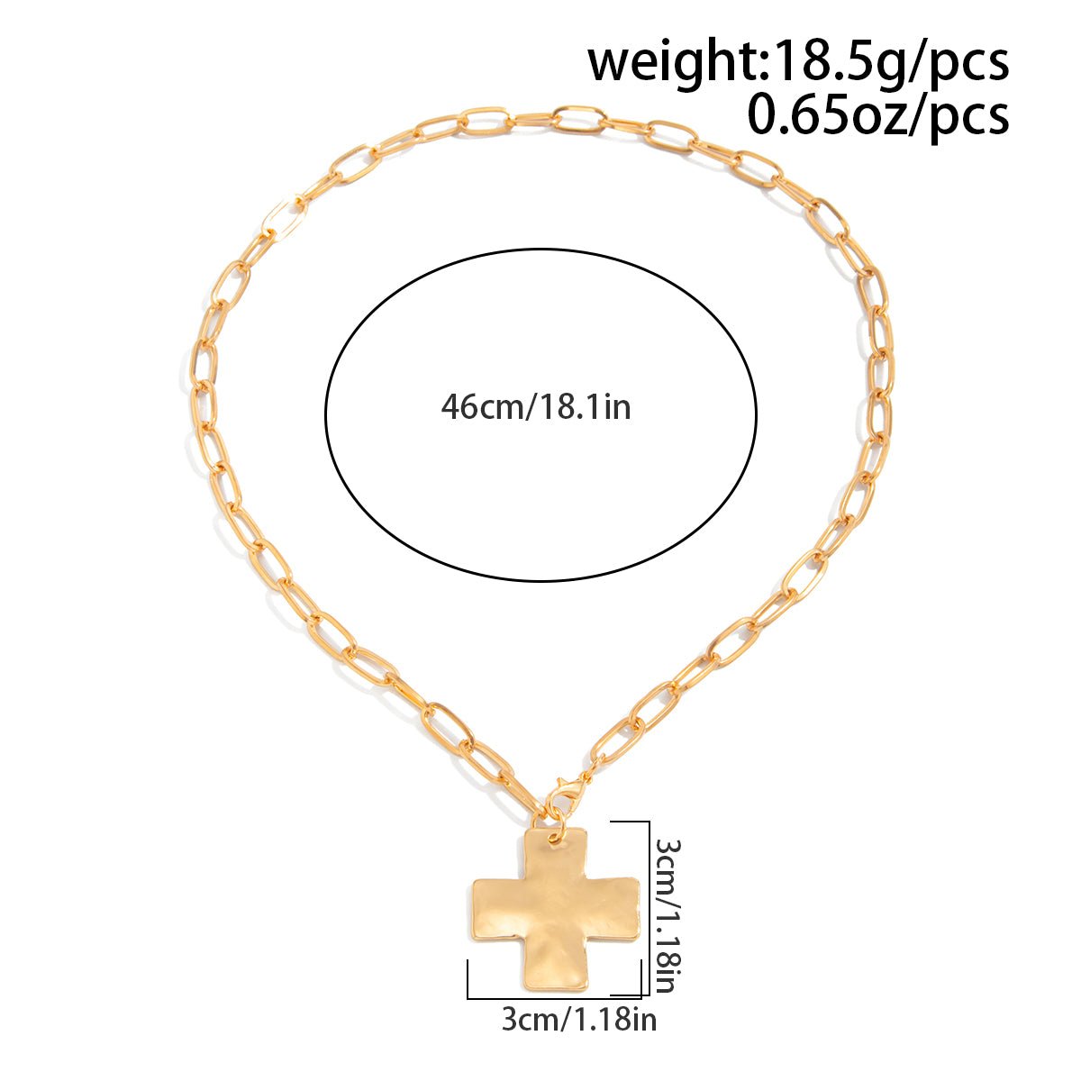 Minimalist Chunky Cross Pendant Cable Chain Necklace - ArtGalleryZen