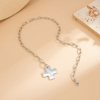 Thumbnail for Minimalist Chunky Cross Pendant Cable Chain Necklace - ArtGalleryZen