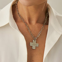 Thumbnail for Minimalist Chunky Cross Pendant Cable Chain Necklace - ArtGalleryZen