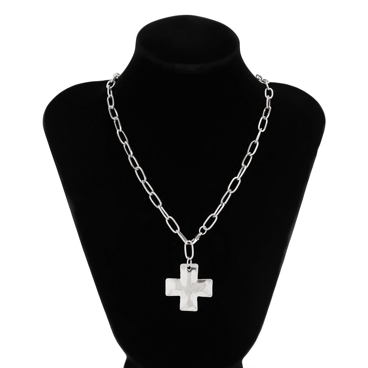 Minimalist Chunky Cross Pendant Cable Chain Necklace - ArtGalleryZen