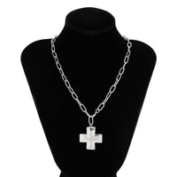 Thumbnail for Minimalist Chunky Cross Pendant Cable Chain Necklace - ArtGalleryZen