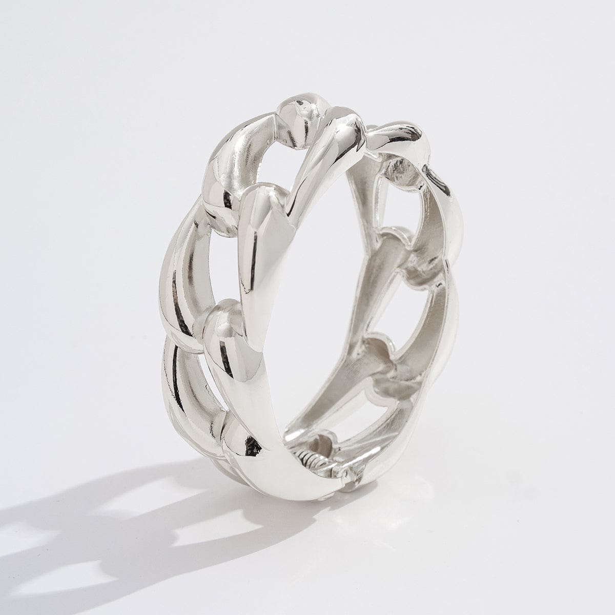 Minimalist Chunky Curb Chain Shape Bangle Bracelet - ArtGalleryZen