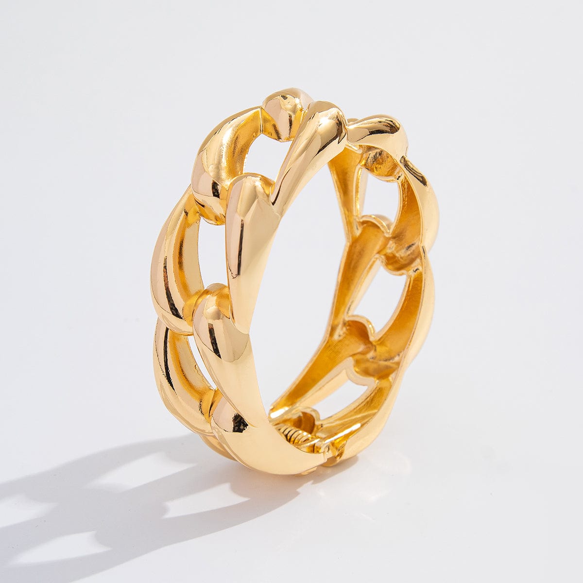 Minimalist Chunky Curb Chain Shape Bangle Bracelet - ArtGalleryZen