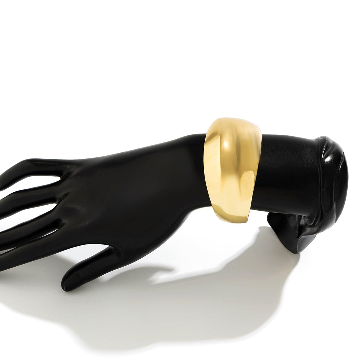 Minimalist Chunky Curved Glossy Wide Cuff Bangle Bracelet - ArtGalleryZen