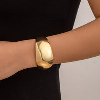 Thumbnail for Minimalist Chunky Curved Glossy Wide Cuff Bangle Bracelet - ArtGalleryZen
