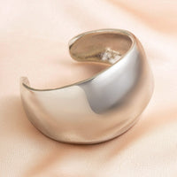 Thumbnail for Minimalist Chunky Curved Glossy Wide Cuff Bangle Bracelet - ArtGalleryZen