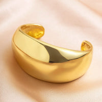 Thumbnail for Minimalist Chunky Curved Glossy Wide Cuff Bangle Bracelet