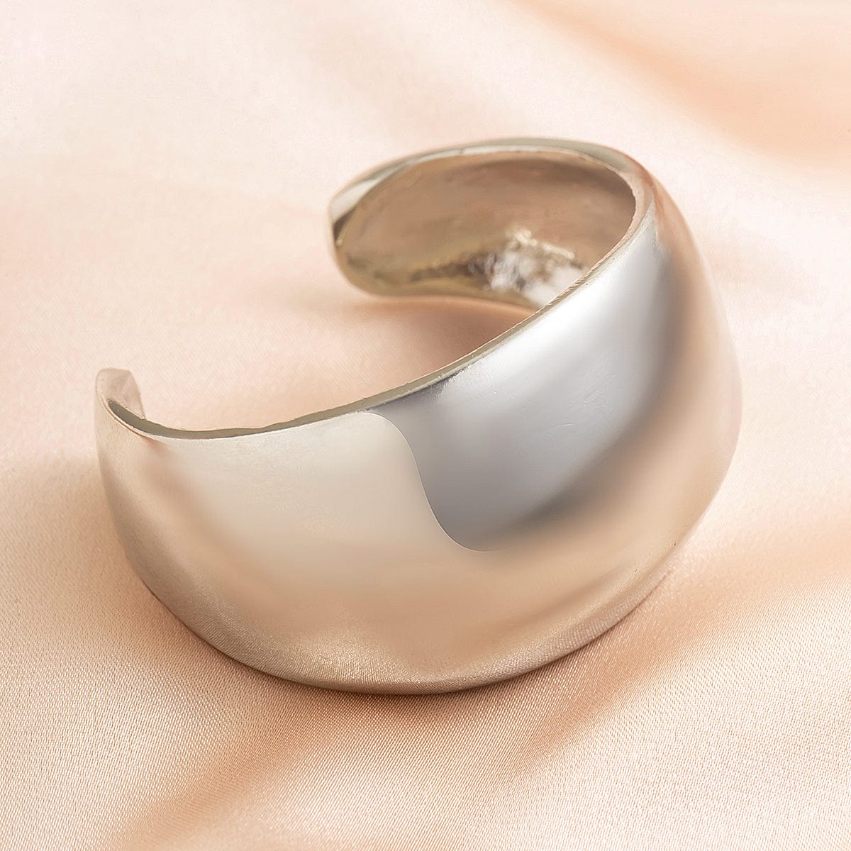 Minimalist Chunky Curved Glossy Wide Cuff Bangle Bracelet