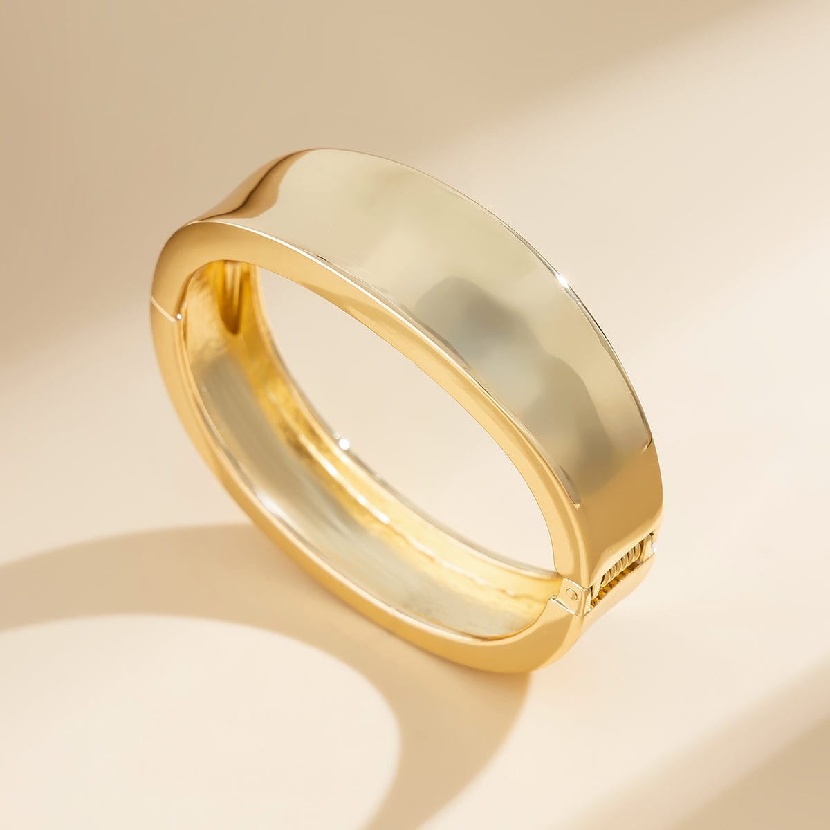 Minimalist Chunky Glossy Wide Cuff Bangle Bracelet