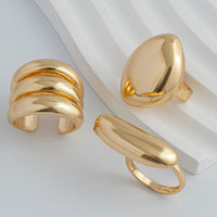 Thumbnail for Minimalist Chunky Gold Silver Plated Glossy Open Ring Set - ArtGalleryZen