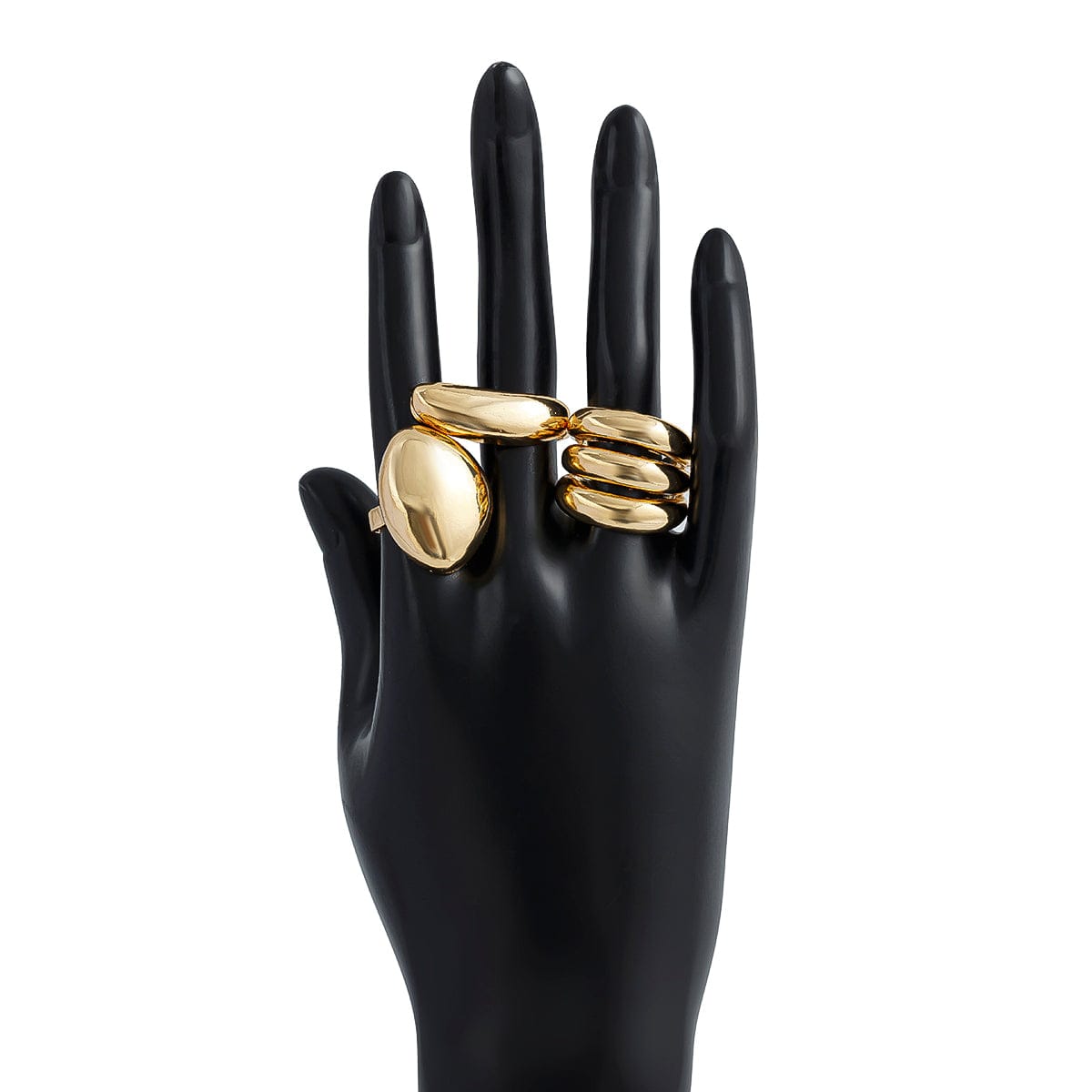 Minimalist Chunky Gold Silver Plated Glossy Open Ring Set - ArtGalleryZen