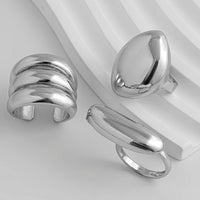 Thumbnail for Minimalist Chunky Gold Silver Plated Glossy Open Ring Set - ArtGalleryZen
