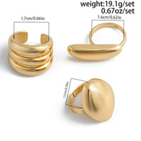 Thumbnail for Minimalist Chunky Gold Silver Plated Glossy Open Ring Set - ArtGalleryZen