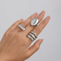 Thumbnail for Minimalist Chunky Gold Silver Plated Glossy Open Ring Set - ArtGalleryZen