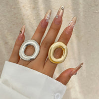 Thumbnail for Minimalist Chunky Gold Silver Tone O Shaped Ring