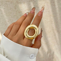 Thumbnail for Minimalist Chunky Gold Silver Tone O Shaped Ring