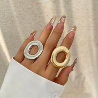 Thumbnail for Minimalist Chunky Gold Silver Tone O Shaped Ring