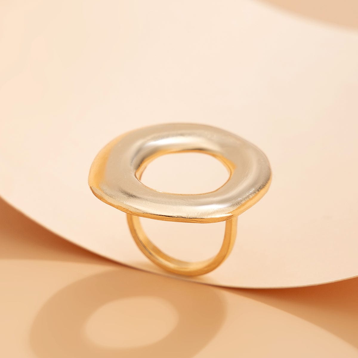 Minimalist Chunky Gold Silver Tone O Shaped Ring